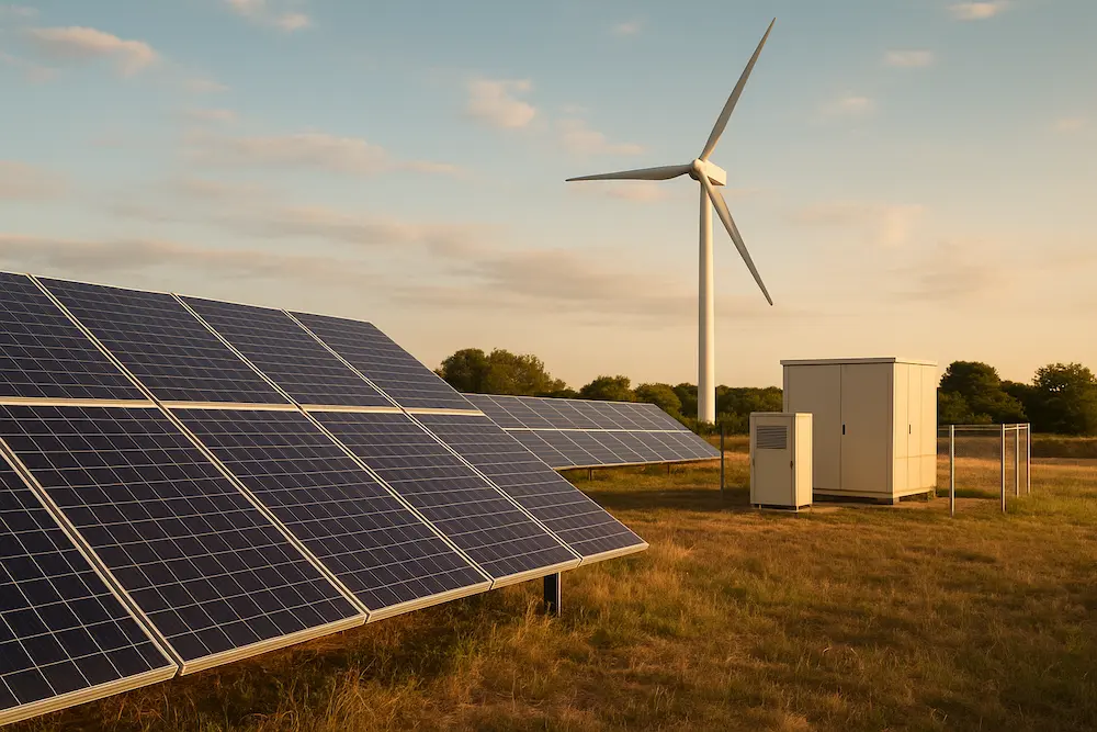 energia solar y eolica compartiendo espacio energía solar híbrida